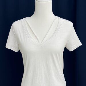 Rock & Republic Double V-Neck White Tee - Women's XS